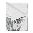 thumbnail image 2 of Black and White Soft Flannel Fleece Throw Blanket, Sketch Otter Monochrome with Line Art Inspirations Animal Illustration, Cozy Plush for Indoor and Outdoor Use, 60" x 80", Black White, by Ambesonne, 2 of 5