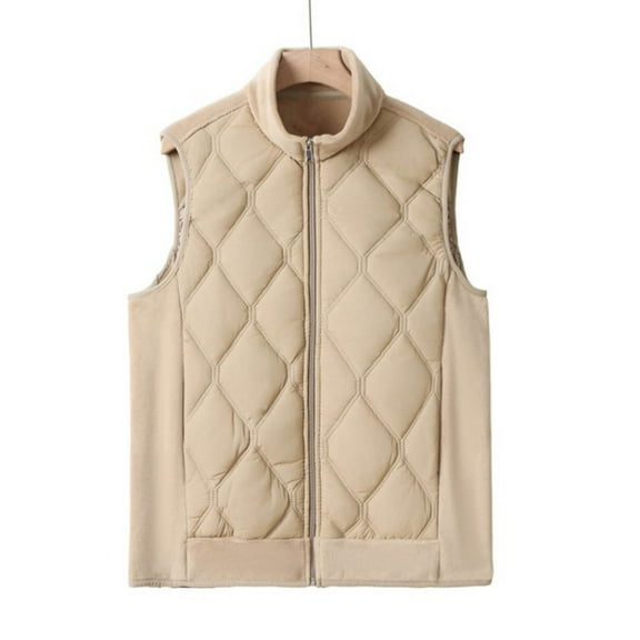 Roncen Women's Lightweight Quilted Sleeveless Vest - Solid Color Stand Collar Zip-Up Layering Piece - Slim Fit Fleece-Lined Waistcoat with Functional Pockets for Winter Warmth