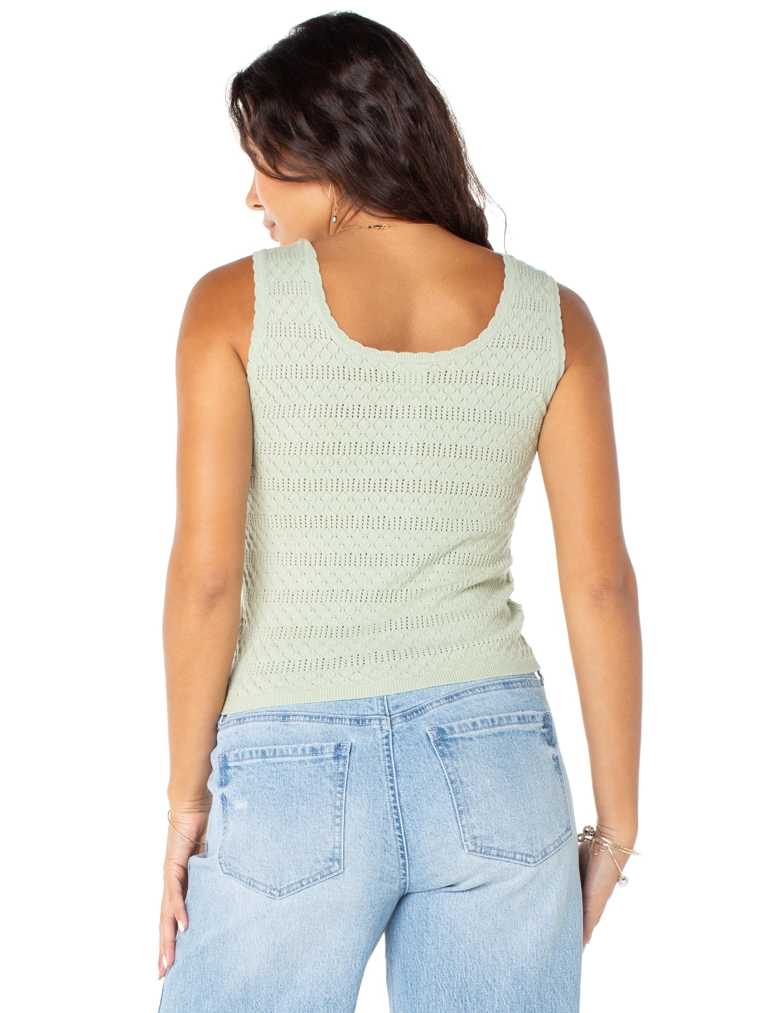 Celebrity Pink Women's Pointelle Henley Tank Top, Sizes XS-XXXL