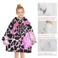 thumbnail image 6 of Pink Leopard Pattern Blanket Hoodies for Kids 6-13YR Oversize Wearable Blanket Hoodies for Boys Girls Teens, 6 of 7