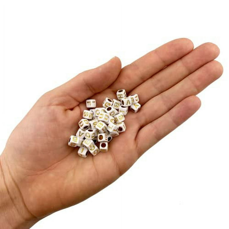 S&S® Worldwide White Plastic Vowel Beads, 6mm