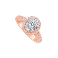 thumbnail image 1 of Bague Halo avec Zircone Cubique en Vermeil d'Or Rose 14 Carats, 1 of 5