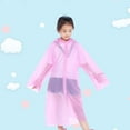 thumbnail image 2 of Rain Coat Spring Summer And Autumn Boys And Girls Plain Color Buttoned Thick Raincoats Pink Rain Poncho 5-14 Years, 2 of 6