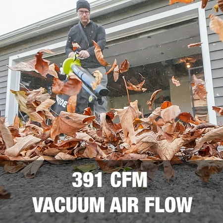 Sun Joe - 48-Volt iON+ 155 MPH 388 CFM Cordless Handheld Blower and Vacuum and Mulcher (2 x 4.0Ah Batteries and 1 x Charger) - Green