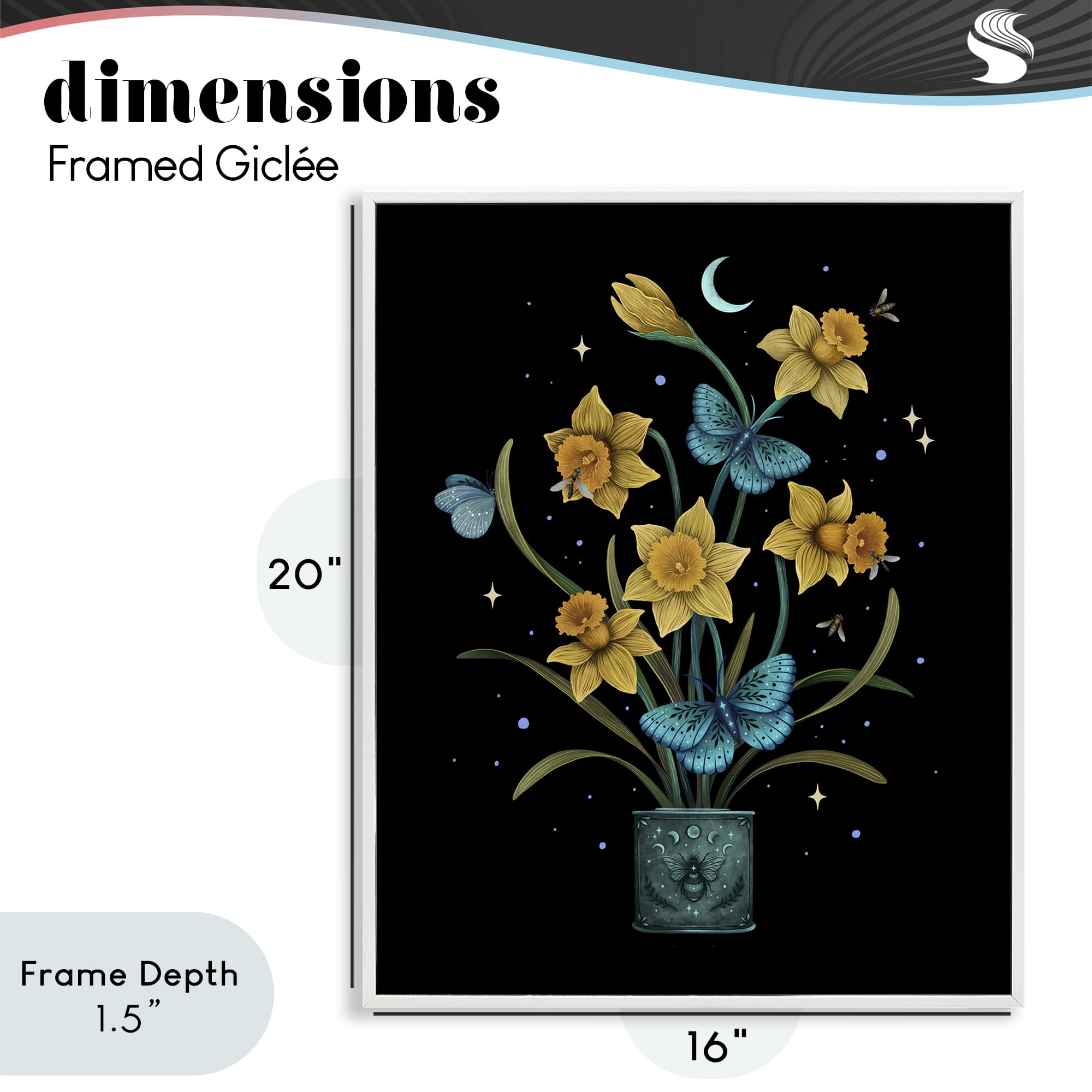 Stupell Industries Mystical March Daffodils White Framed Giclee Art, design by Episodic Drawings