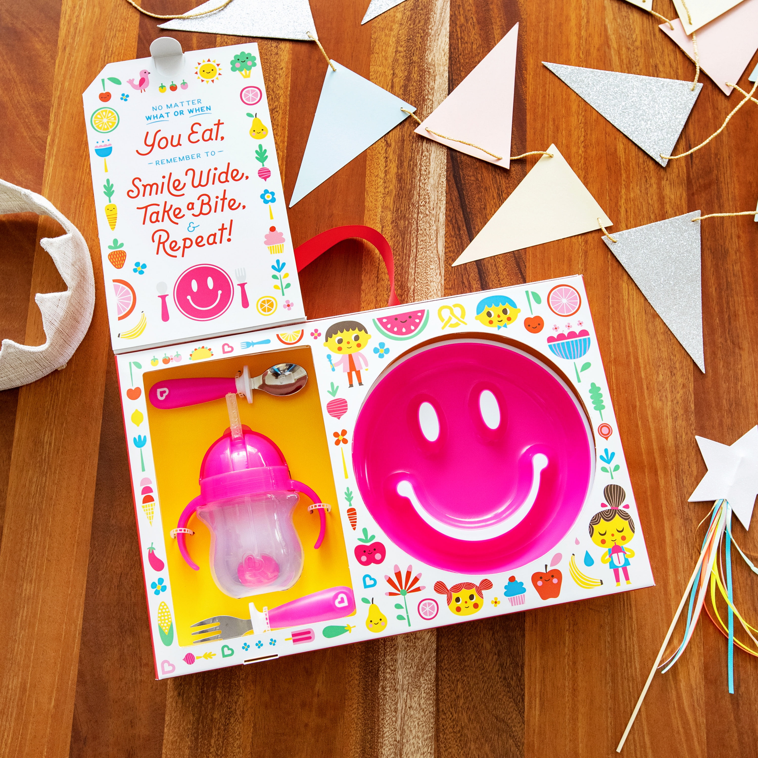 Munchkin® Be Happy Toddler Dining Gift Set, BPA-Free, Pink, Unisex