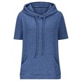thumbnail image 6 of hotojiny Womens Summer Tops Lightweight Ribbed Short Sleeve Hoodies Casual Drawstring Pullover Shirt Fashion Clothes with Pockets, 6 of 6