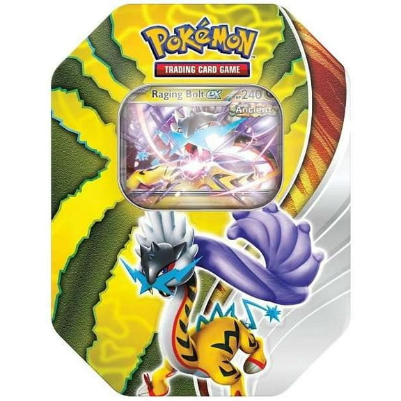 Pokemon Sword & Shield Paradox Destinies Raging Bolt ex Tin Set (4 Booster Packs, Foil Promo Card & More)