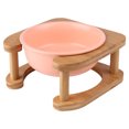 thumbnail image 1 of Cuenco de cerámica para comida de gato con soporte de madera, cuenco elevado para comida para perros, cuenco para agua, 1 of 5