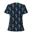 thumbnail image 4 of Naloa Blue Seahorse Print T-Shirts Short Sleeve V Neck Tees for Women Fashion Tops Trendy Lightweight Soft Casual Summer Outfits Clothes, 4 of 5