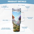 thumbnail image 5 of Fotbe Cute Mushroom Town Pattern 40oz Ice Bully With Handle And Straw Stainless Steel Vacuum Insulated Cup And 2 In 1 Straw Lid, 5 of 8