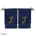 thumbnail image 2 of Monogrammed Washcloth Towel, Personalized Gift, 13x13 Inches - Set of 2 - Gold Script Embroidered Towel - Extra Absorbent 100% Turkish Cotton - Soft Terry Finish - Initial J Navy Towels, 2 of 2