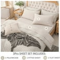 thumbnail image 2 of Pure Era Jersey Knit Cotton 3pc Bed Sheet Pillowcase Set Deep Pocket 15"-20" Beige Twin Size, 2 of 8