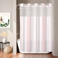 thumbnail image 2 of No Hook Shower Curtain, Simple Vertical Stripes Shower Curtains for Bathroom with See Through Top Window, Modern Minimalist Lines Pink Waterproof & Washable Bath Curtain Extra Long 72"x96", 2 of 9