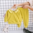thumbnail image 4 of NIEWTR Kids Sweatsuit Set Girls Infant Toddler Girl Long Sleeve Crewneck Top with Elastic Waist Pants Fall Winter Daily Wear Comfy Sleep Set Soft for 0-6Y(A-Yellow,7-8 Years), 4 of 6