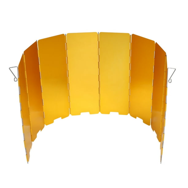 Parabrisas plegable para estufa de 8 placas, accesorio para acampar al aire libre, protección contra el viento a gas para cocinar (amarillo)