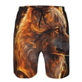 thumbnail image 3 of Balery Gold Flame Pattern Wolf Traje de Baño Estilo Hawaiano para Hombre, Shorts de Secado Rápido con Bolsillos-Large, 3 of 6