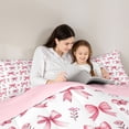 thumbnail image 4 of Erosebridal Red Bow Tie Twin Comforter Sets For Kids,Rustic Flower Bedding Set For Girls,Pink Reversible,2 Pieces, 4 of 7