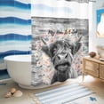 thumbnail image 5 of No Hook Shower Curtain, Black Cow Floral Shower Curtains for Bathroom with See Through Top Window, Grey Ombre Farmhouse Animals Waterproof & Washable Bath Curtain Stall 48"x72", 5 of 9