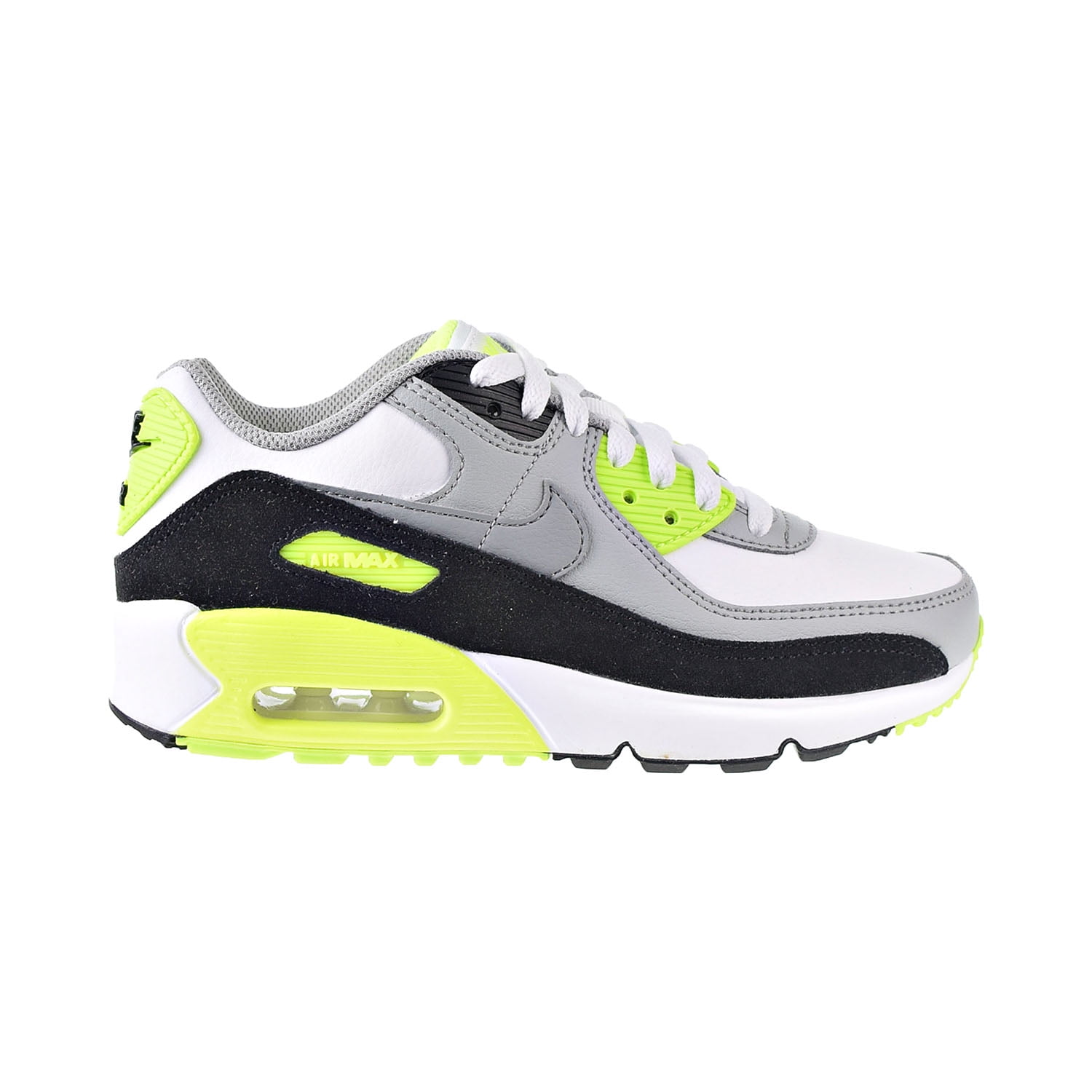 Nike Air Max 90 LTR Big Kids' Shoes White-Light Smoke-Grey-Volt cd6864-101 - Walmart.com 