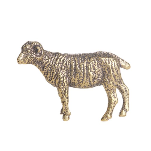 1 Pair Indoor Use Brass Craft Ornament Sheep Shape Desktop Accessory 4.0x2.0x2.9in