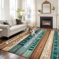 thumbnail image 2 of Large Area Rugs for Living Room Bedroom, Teal Brown Blue 6'x9' Rug Washable Carpet Runner Indoor Outdoor, Retro Farmhouse Wooden Grain Plank Non Slip Floor Mats Rug for Kitchen, Playroom, 2 of 8