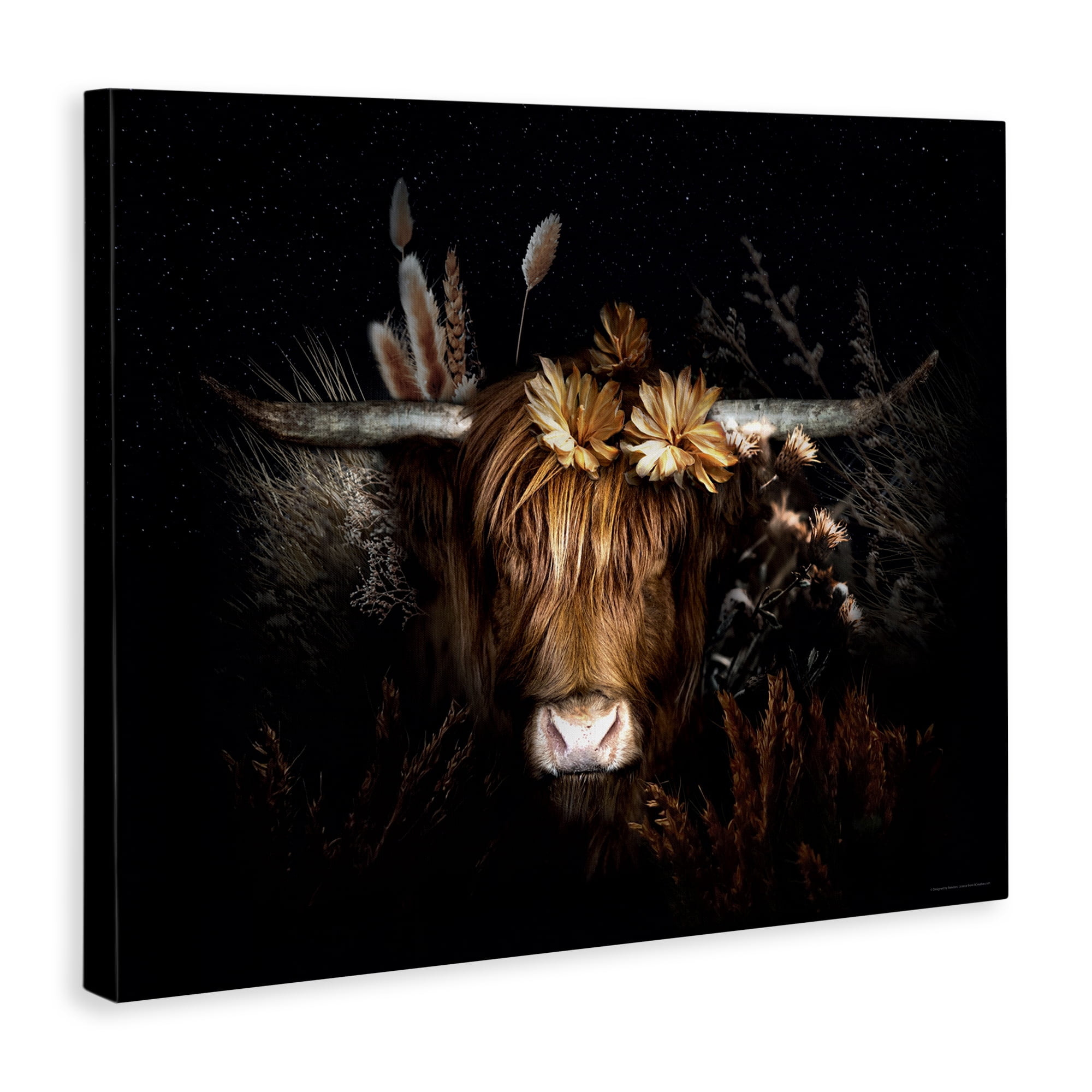 Stupell Industries Shadowed Cattle & Botanicals Animals Painting Wrapped Canvas Art Print Wall Art, 40 x 30