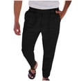 thumbnail image 2 of AherBiu Mens Pants Drawstring Elastic Waisted Straight Leg Pants With Pockets Lightweight Solid Color Casual Loose Trousers, 2 of 8