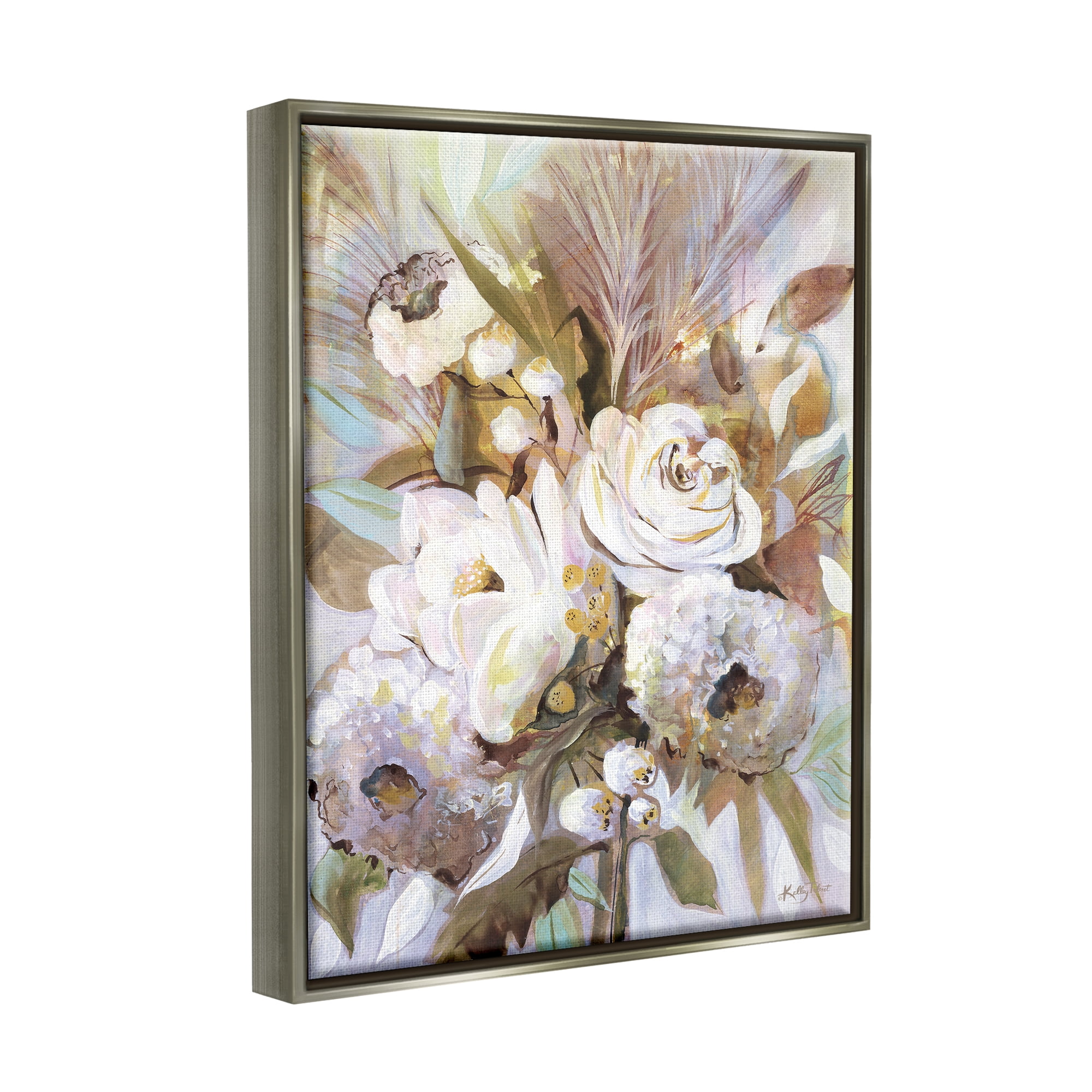 Stupell Abstract Flower Bouquet Mixed Florals Botanical & Floral Painting Gray Floater Framed Art Print Wall Art