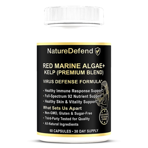 NatureDefend Red Marine Algae   Kelp Supplement – Immune Support, 60 Capsules, Veteran-Owned, Made in the USA