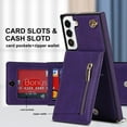 thumbnail image 4 of Samsung Galaxy S21 FE 5G Cases with Card Holder for Women,Crossbody Phone Case for Samsung S21 FE with Strap,Leather PU Lanyard Magnetic Clasp Zipper Wallet Case with Kickstand,6.4" Purple, 4 of 14