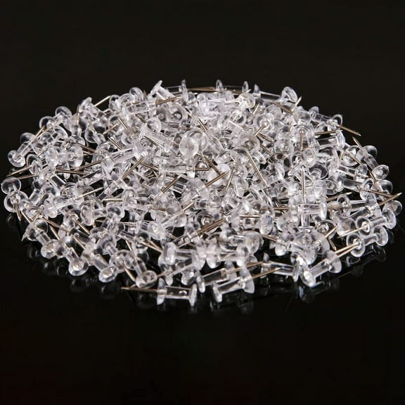 Push Pins for Cork Board, Clear Pushpins 200-Count Thumb Tacks for Wall Bulletin Board Map Photo Calendar, Plastic Head Steel Point for Home Office