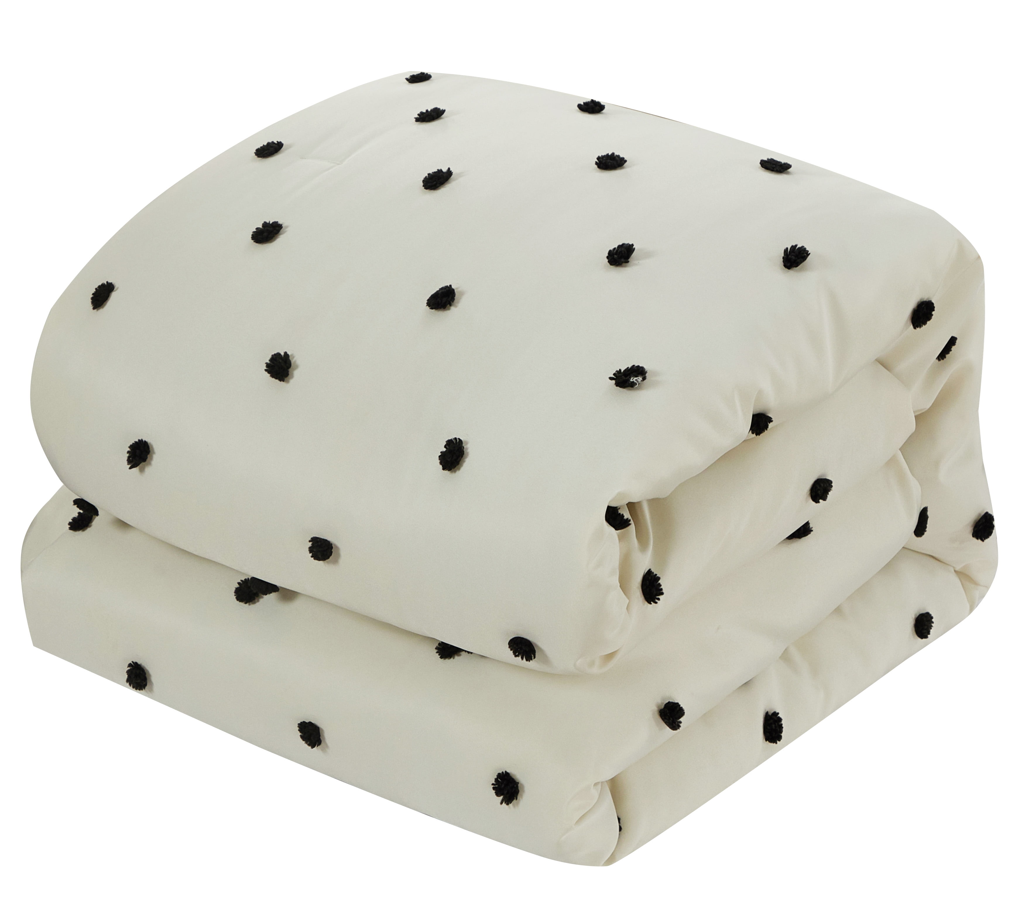 Lanco Ivory Black Dots Twin Comforter Sets, 3 Piece, Ultra Soft, Premium Microfiber, Bedskirt, Pillows & Shams, All Season Bedding Set…