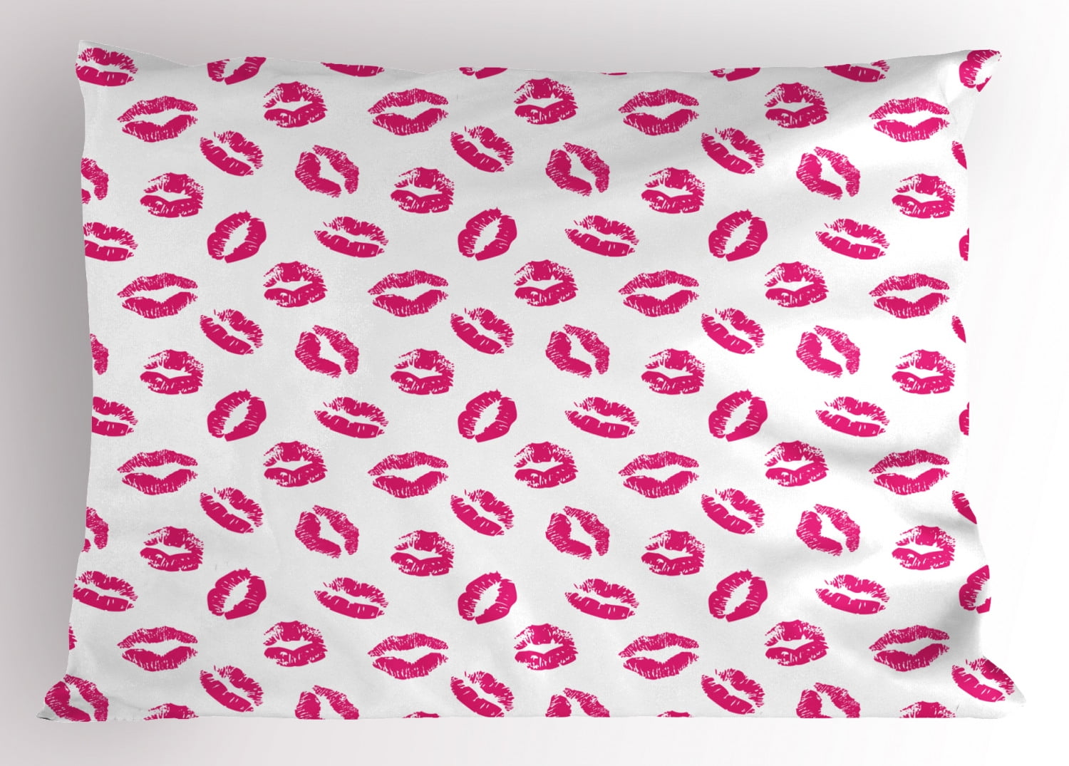 Kiss Pillow Sham Vibrant Colored Lipstick Kiss Print Smooch Abstract