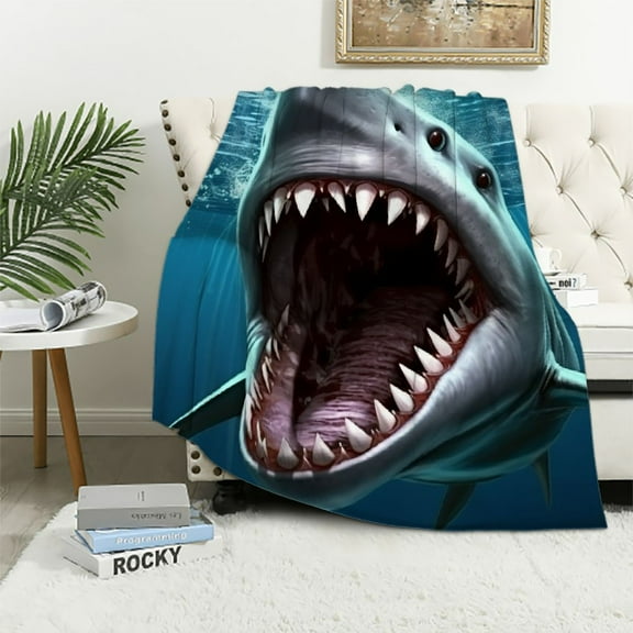 ARISTURING Great White Shark Blanket for Bed Jaws Throw Blanket for Boys, Men, Unisex and Kids Super Soft Plush Shark Blanket Throw Ocean Blanket - King Size Blanket