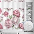 thumbnail image 4 of No Hook Shower Curtain with Built-in Rings - Pink Rose Vintage Floral Washable Waterproof Fabric Bathroom Curtains for Hotel,Rentals, 66 X 72 Inch Long , Watercolor Flower Pattern, 4 of 9