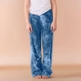 thumbnail image 4 of TOOYOU Girls Jeans Demin Pants Tie Dye Ripped Jeans Big Kids Classics Wide-Leg Pants Comfortable And Fashionable Trousers For Sweet Girls Size 8-9 Years Blue, 4 of 7