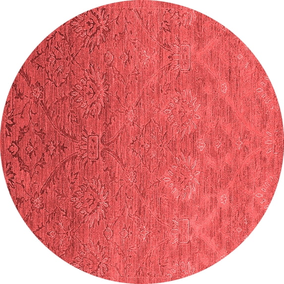 Ahgly Company Indoor Round Oriental Red Industrial Area Rugs, 8' Round