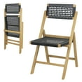 thumbnail image 1 of Gymax 2PCS Folding Chairs w/ Woven Rope Seat & High Back Indonesia Teak Patio, 1 of 6