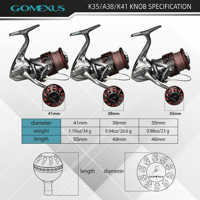 GOMEXUS Power Knob Compatible for Shimano Stradic CI4 Sahara FI Daiwa  Ballistic LT Exceler LT Spinning Reel Handle Replacement Direct Fitment  Metal