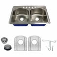 thumbnail image 5 of Transolid Meridian 33'' L x 22'' W Double Basin Drop-In Kitchen Sink with Sink Grid and Drain Assembly, 5 of 5
