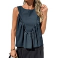 thumbnail image 2 of Womens Peplum Babydoll Tank Tops Summer Sleeveless Loose T Shirts Casual Shirred Flowy Tops, 2 of 7