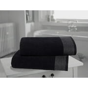 GLAMBURG Ultra Soft Oversized 2 Pack Bath Towel Set 28x55 inches, 100% Cotton Large Bath Towels, Highly Absorbant Compact Quickdry & Lightweight Towel, Ideal for Gym Travel Camp Pool - Black