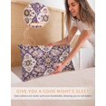 thumbnail image 5 of Purple Boho Pillow Cases Queen Size Set of 2, Smooth Satin Pillowcase for Hair and Skin, Ethnic Southwest Country Flowers Motifs Decorative Cooling Bed Pillow Covers with Zipper, 20x30 Inches, 5 of 5