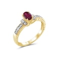 thumbnail image 3 of JewelersClub Ruby Ring Birthstone Jewelry–0.50 Carat Ruby 14K Gold Plated Silver Ring Jewelry with White Diamond Accent–Gemstone Rings with Hypoallergenic 14K Gold Plated Silver, 3 of 4