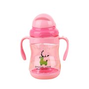300ML Baby Straw Cup, Infant Feeding Sippy Cups With Handles Cute Water Drinking Learning With Straw Leak Proof Anti-flatlence Removable Bottle