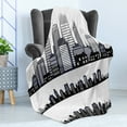 thumbnail image 4 of City Soft Flannel Fleece Blanket, Silhouette Long Buildings Skyline Real Estate Pattern Architecture Inspirations, Cozy Plush for Indoor and Outdoor Use, 50" x 60", Black Grey White, by Ambesonne, 4 of 5