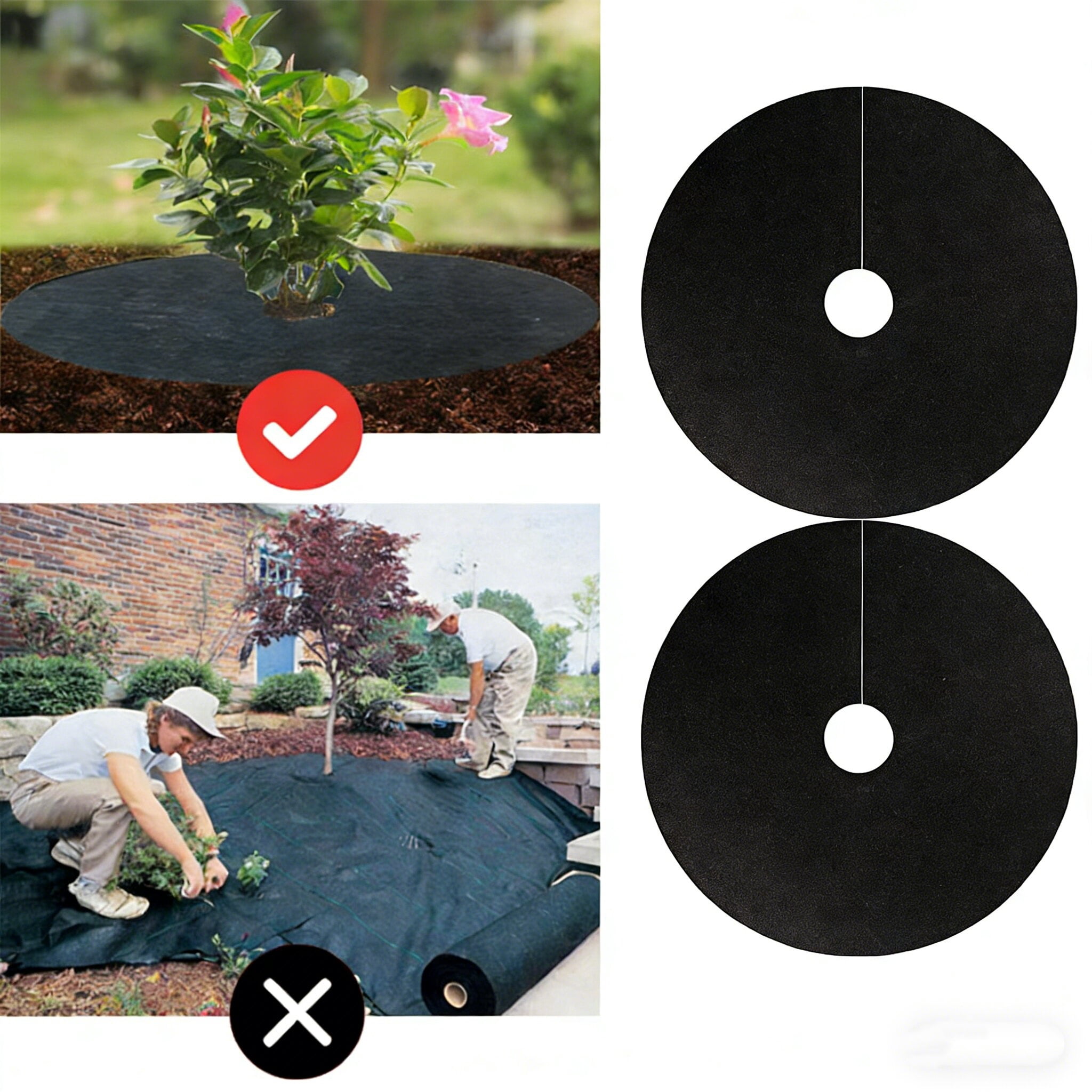 Non-Woven Tree Mulch Rings,8 Pack – Round 24.5" Reusable Weed Barrier Fabric Cover, Tree Mulch for Landscaping Root Protection and Weed Suppression