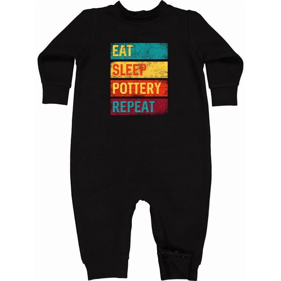 Inktastic Ceramics Eat Sleep Pottery Repeat Baby Fleece Romper