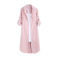 thumbnail image 2 of YEJIMAN Pink Plus Size Tunic Tops For Women, Polyester,Spandex Womens Tshirts Cotton, Women's Artistic Retro Cotton Linen Shirt Solid Color Short Sleeved Doll Neck Loose Casual T Shirt Top, 2 of 4